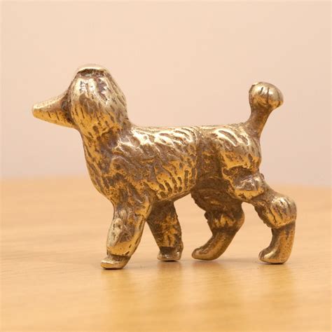 vintage small metal brass box with poodle|Brass Poodle Figure for sale .